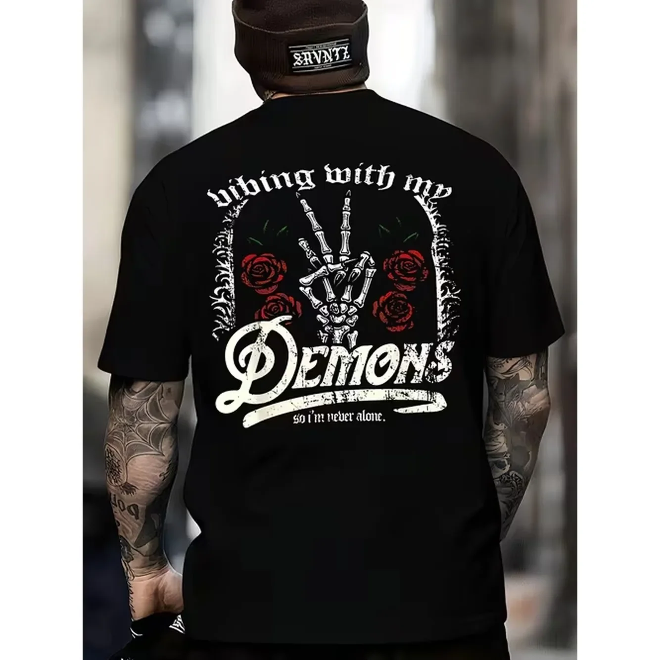 Mens T Shirt Black With Skull Hand Rose Print Comfortable In All Sizes Fashionable Breathable Sporty And Style Fun Patterns Parties Travel Dating Beach Vacation Daily Wear Machine Washable Durable Material Thanksgiving Christmas New Year Gifts Pajamas