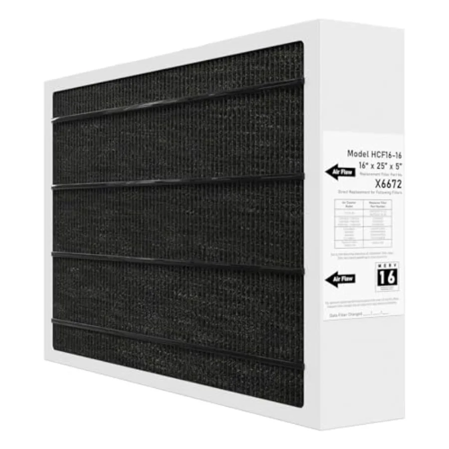 

X6672 MERV 16 16x25x5 Furnace Filter Compatible with Lennox X6672 for Furnace HVAC System, Part #HCF16-16, 16x25x5 Actual Size:
