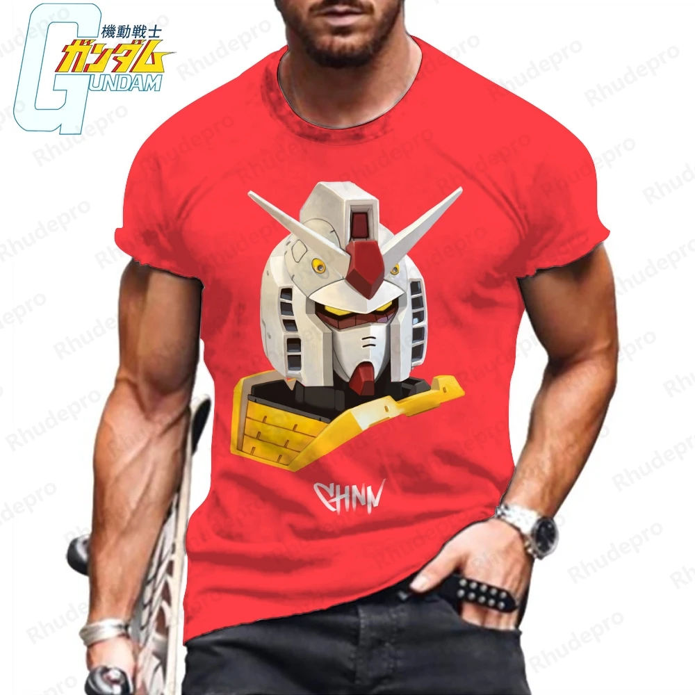 Top Streetwear t-shirt da uomo abbigliamento Summer Gundam Essentials Harajuku 2024 Fashion High Quality New Leisure Anime Y2k 5XL