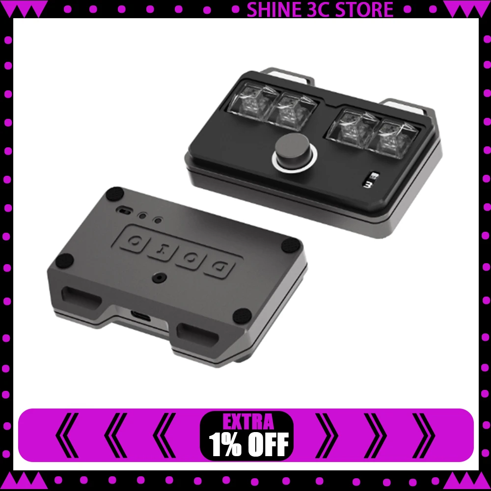 

DOIO KB04-B01 Механическая клавиатура Bluetooth Беспроводная с ручкой 4-клавишная дизайнерская клавиатура из алюминиевого сплава на заказ PS PR Office