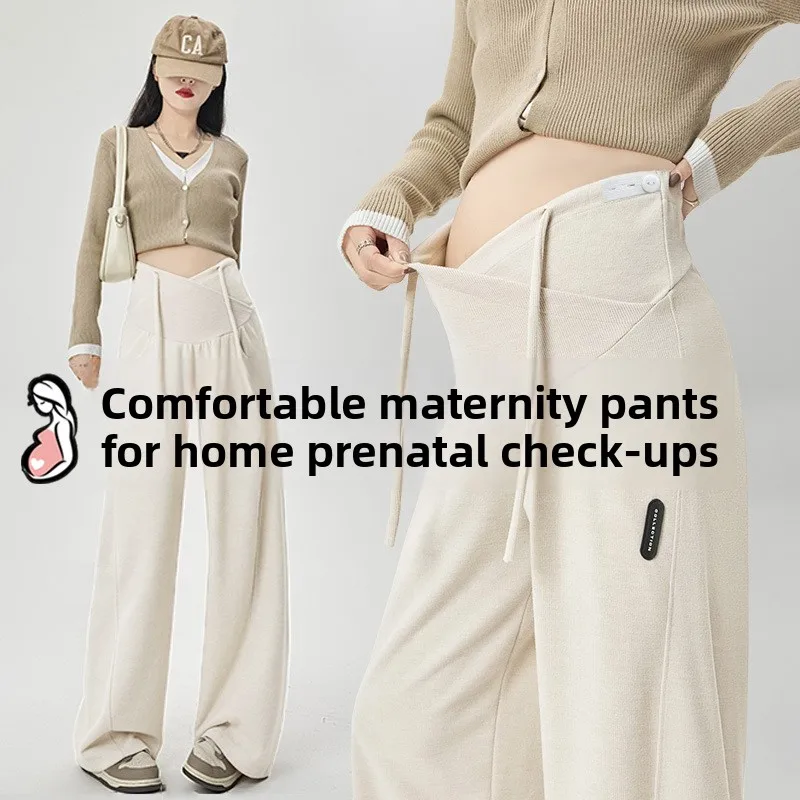 Ropa de otoño para mujeres embarazadas: pantalones de pierna ancha y pantalones de arroz glutinoso gruesos o finos