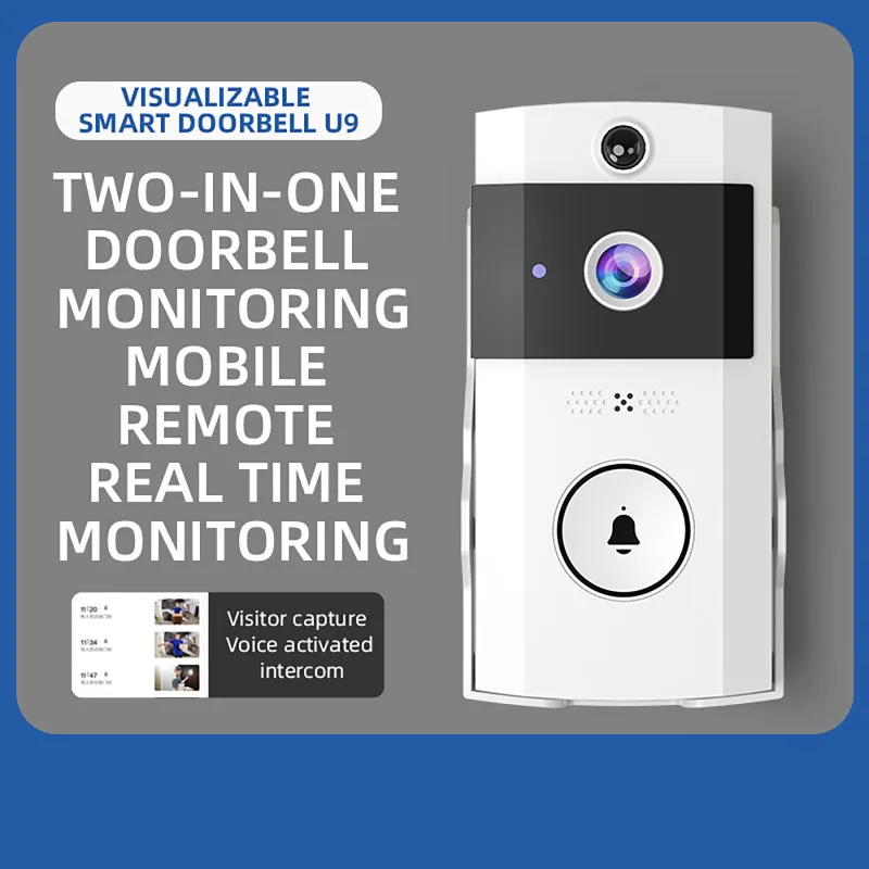 HD Wireless Smart Video Doorbell Mobile App Remote Control Security Monitoring Voice-Changing Intercom Doorbell With Solar Cover