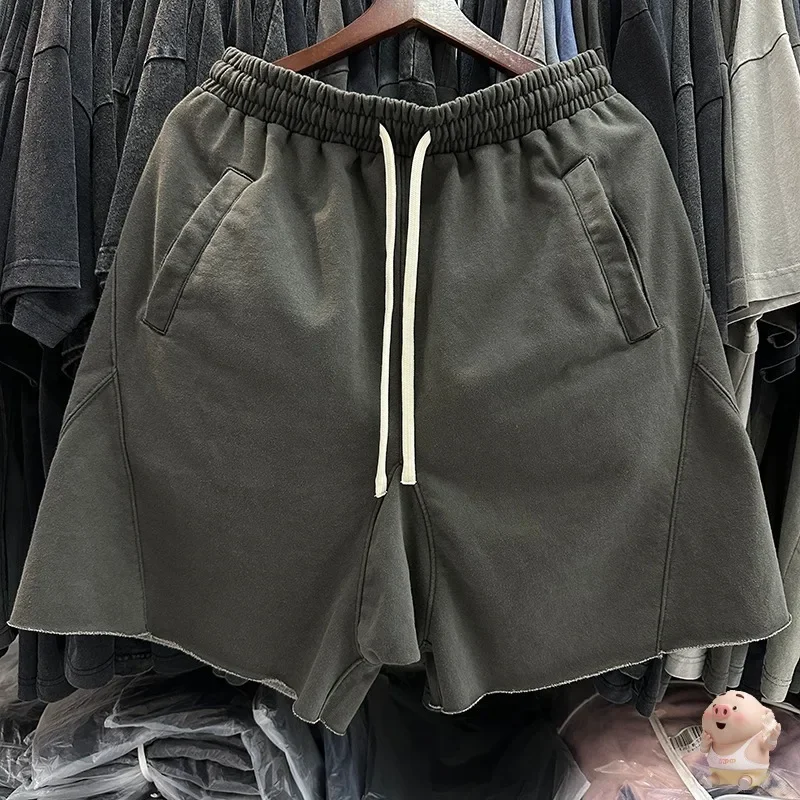 

Dark Grey Blank Polyline Sewing Shorts Men Women Thick Material Pockets Shorts Back Integrated Design Vintage Half Pants Soft f