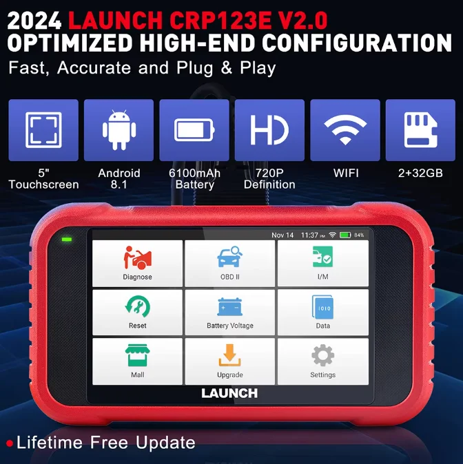 Launch X431 CRP123E V2.0 Professional Automotive Diagnostic Tool Machine Obd2 Scanner All System Diagnostic Code Scanner