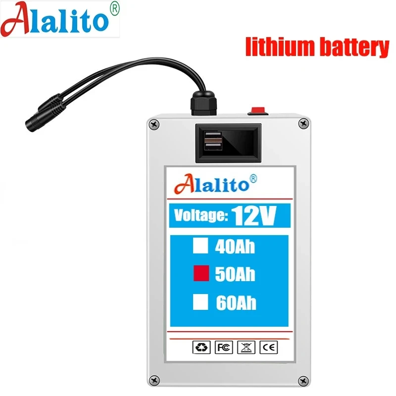 The latest DC 12V 60Ah lithium-ion AC rechargeable battery is a large capacity and multi-purpose rechargeable battery