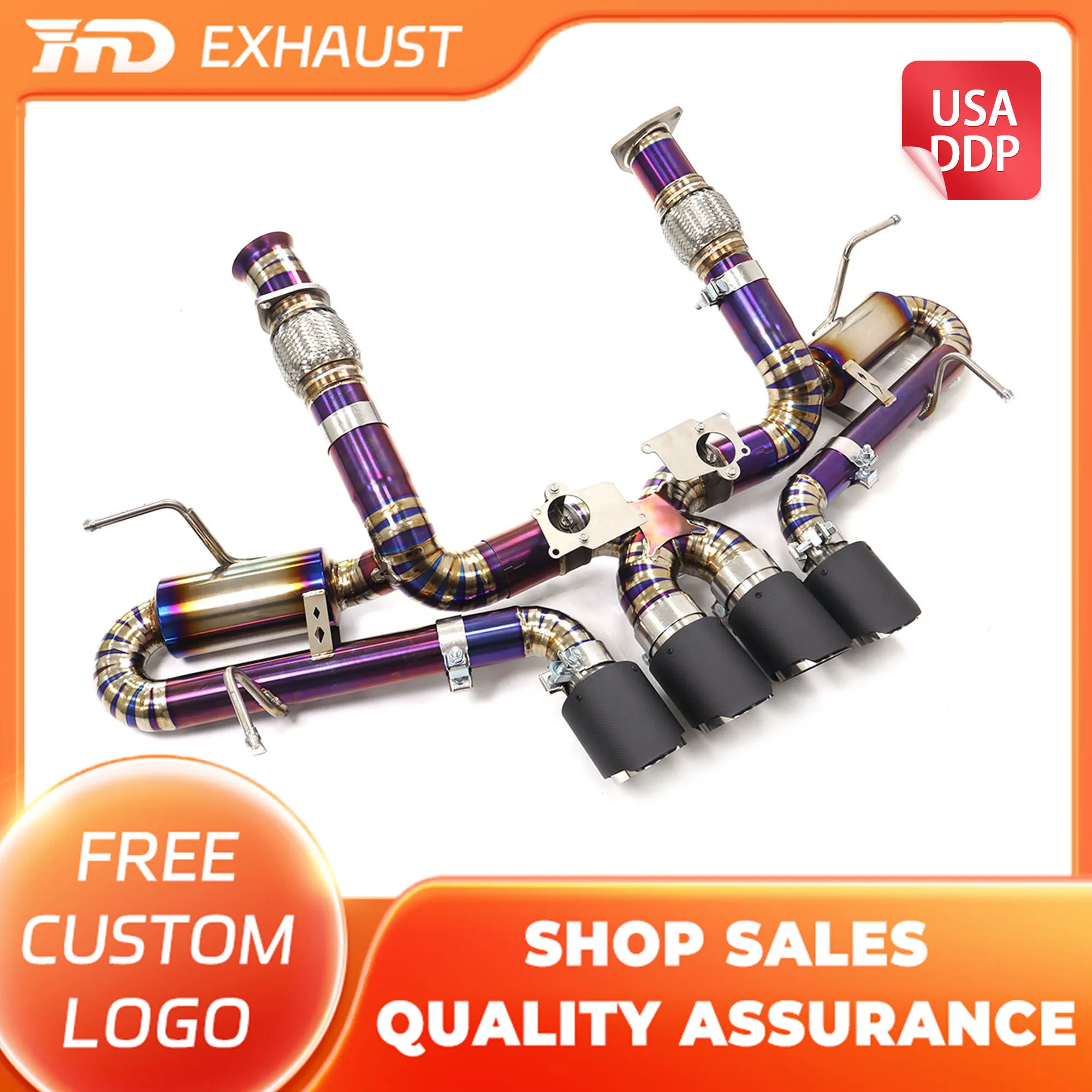 

HMD Hot Sales Titanium Alloy Exhaust Catback For Corvette C8 Z06 5.5L V8 Original Car Valve Lossless Installation Muffler Tips