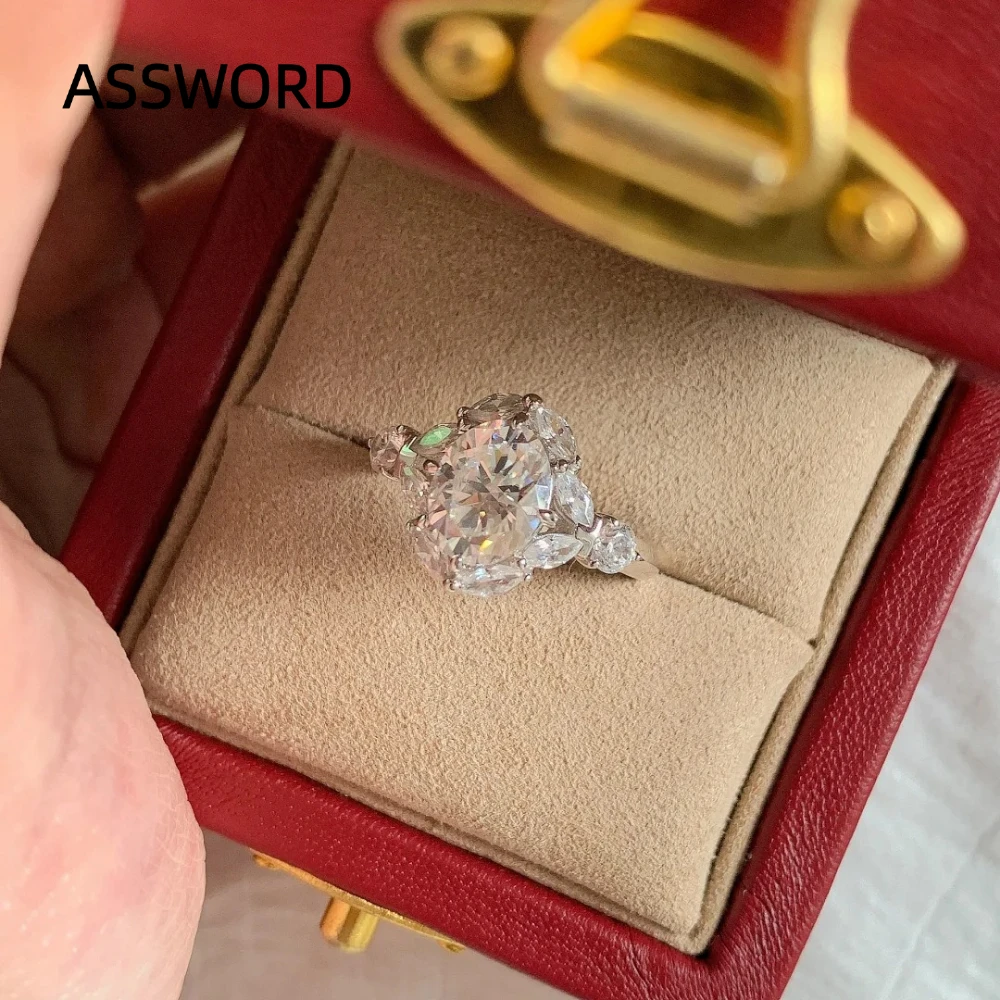 925 Sterling Silver Oval CZ Engagement Ring for Women Marquise Surround Zircon Halo Ring Cubic Zircon Wedding Fine Jewelry Gift