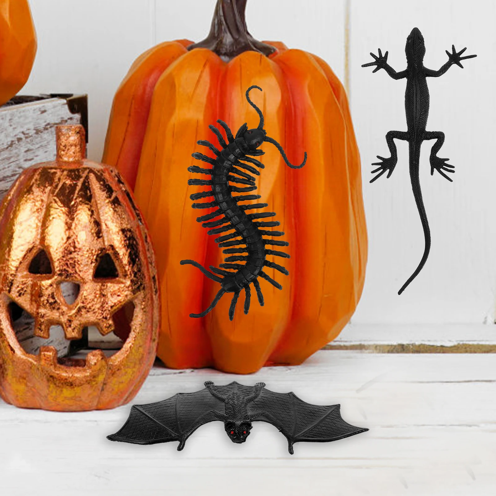 18 pz Simulato Animale Decorazione Scherzi di Halloween Giocattolo Falso Serpente Pipistrello Scorpione Gecko Centipede Ragno Puntelli Del Partito Set Cosplay