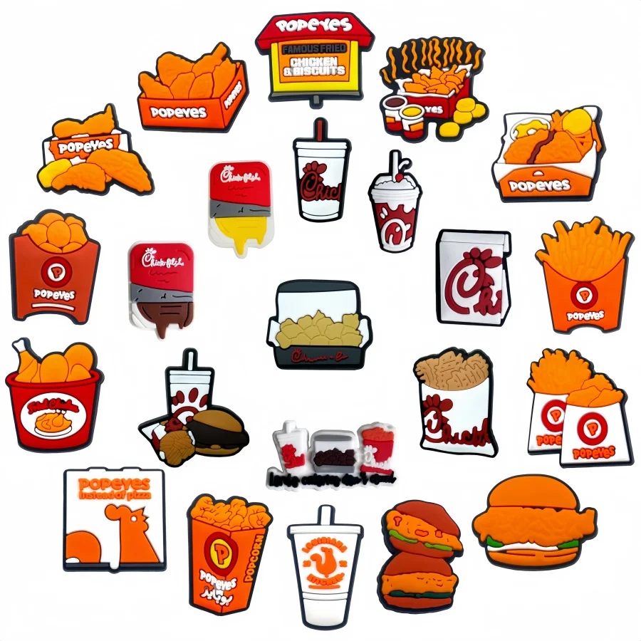 

23 шт., милые мультяшные подвески для обуви с едой и напитками для крокодилов, сандалии-сабо «сделай сам», браслеты для детей, девочек и мальчиков, вечерние подарки для вечеринок