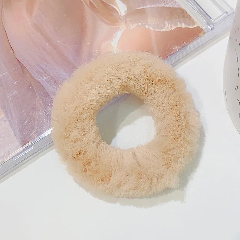 Neues buntes, flauschiges Haarband für Damen und Mädchen, Pferdeschwanzhalter, Haargummi, Plüsch-Scrunchie, Gummiband, modische Haaraccessoires