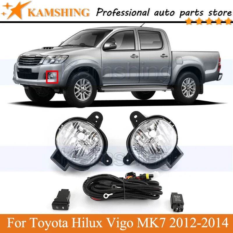 

Kamshing A Set, противотуманная фара переднего бампера для Toyota Hilux Vigo MK7 2012 2013 2014, противотуманная фара дальнего света, лампа бампера