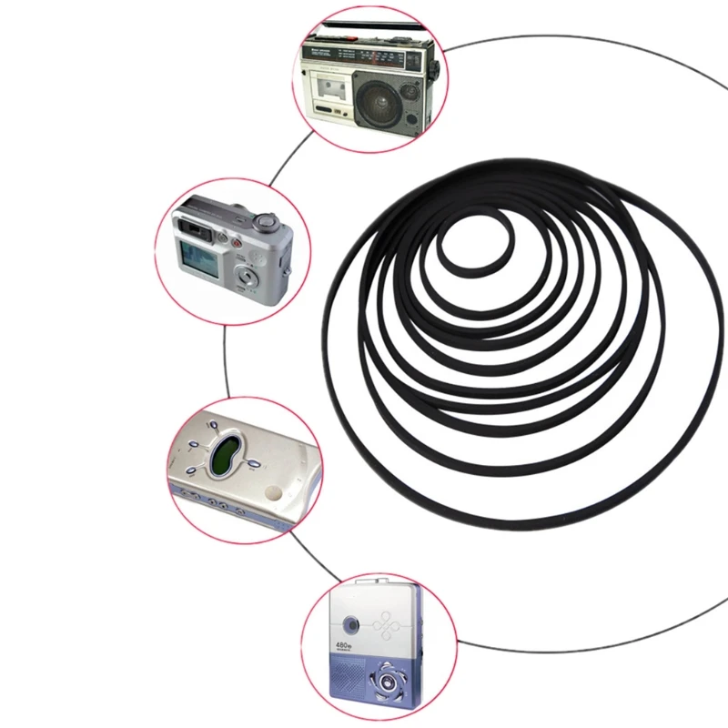 60Pcs 40-100mm Mix Cassette Tape Machine Square Belt Universal Repair Belt Square Cross-Section1.5mm