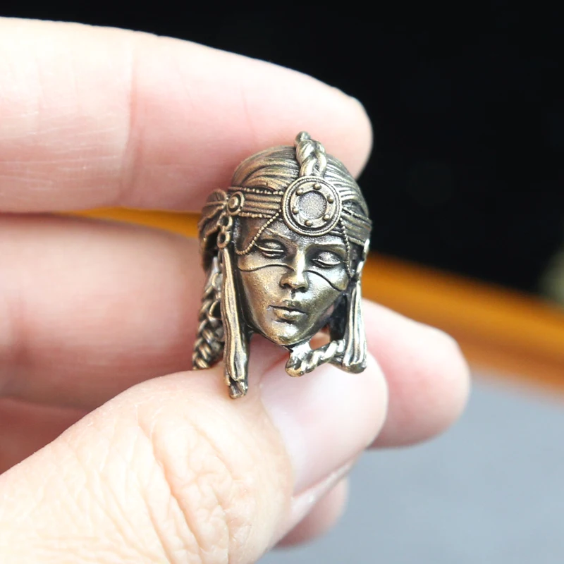 Tribe Female Warrior Brass Knife Bead EDC DIY Paracord Woven Bracelets Lanyard Pendants Accessories Outdoor Tool Hangings Charms