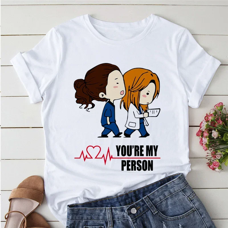 2022 Summer T-shirts Women Greys Anatomy You\'re My Person Graphic Lady T Shirts Kawaii Clothing Short Sleeve Female Tshirt Tops