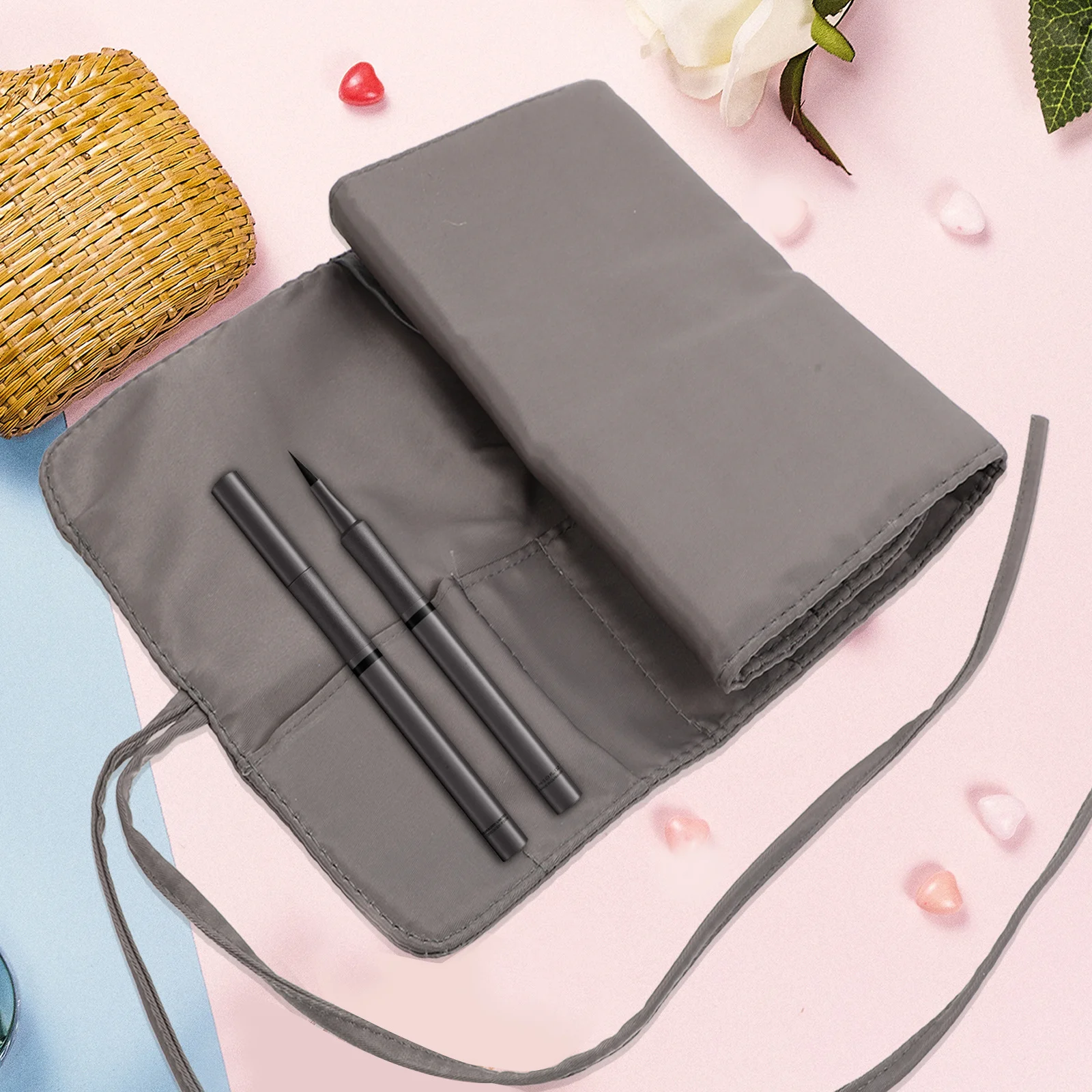 

Portable Makeup Brush Organizer Rolling Case Pouch Holder Bag Travel Friendly Roomy for Essentials Makeup Brush Holder