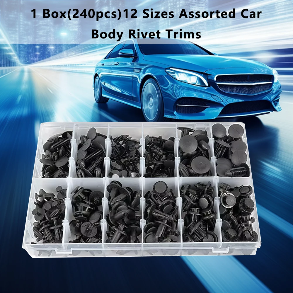 240pcs Panel Clip Fasteners Automotive Body Plastic Snap Fastener Auto Bumper Rivet Kit Car Mixed Door Trim