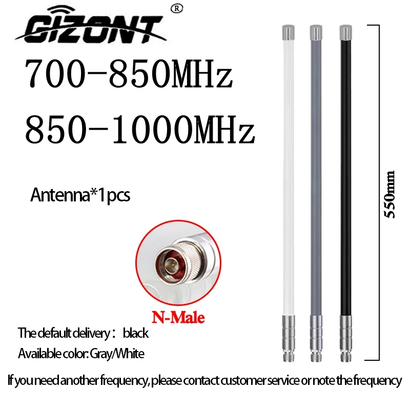 Antenne Omni FRP à gain élevé, module de broucroisement mâle N, puissance d'antenne 50W, 700-850MHz, 800-900MHz, 850-1000MHz, 900-1050MHz