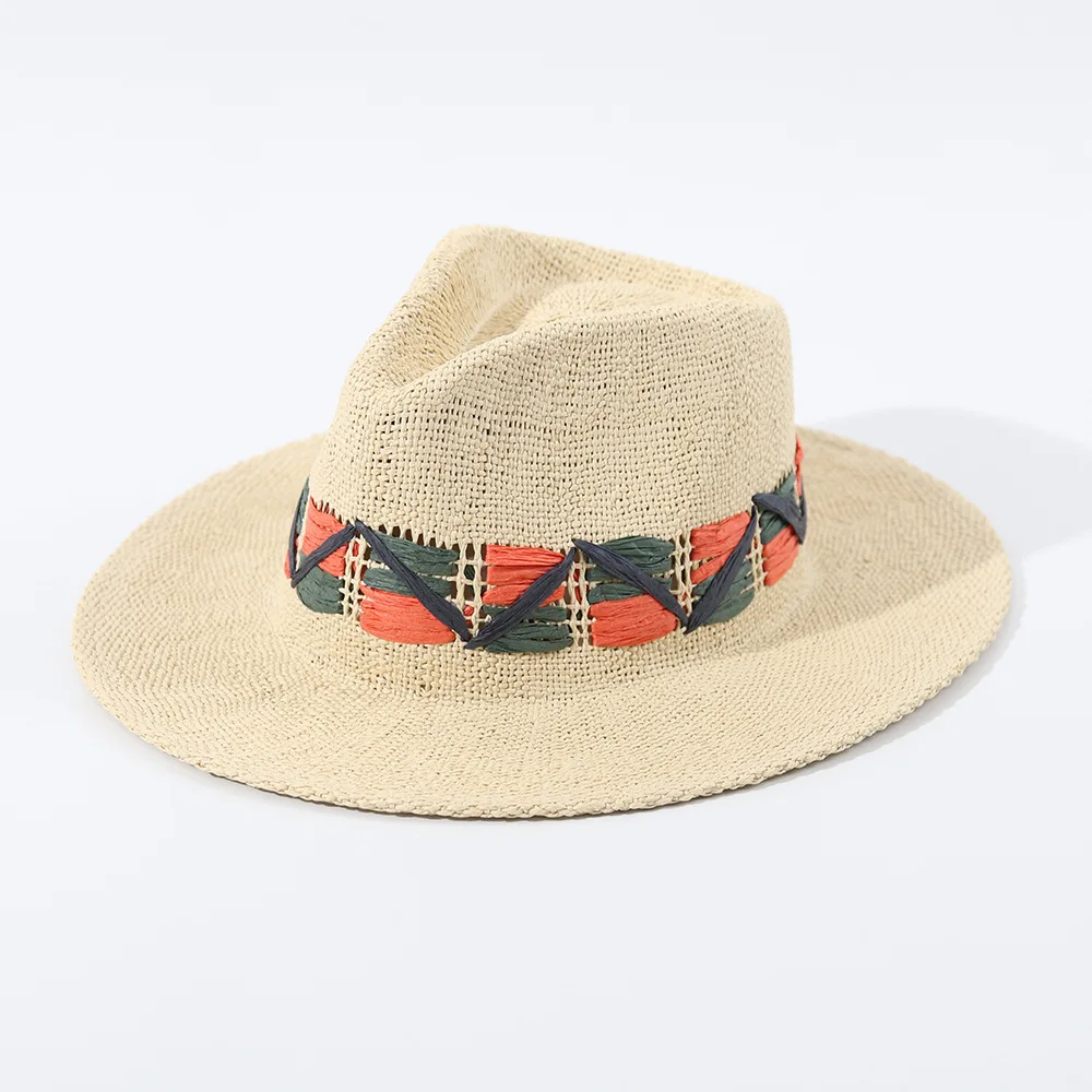 chapeau-de-paille-unisexe-tisse-a-la-main-a-carreaux-vintage-a-large-bord-plat-protection-solaire-eu-us