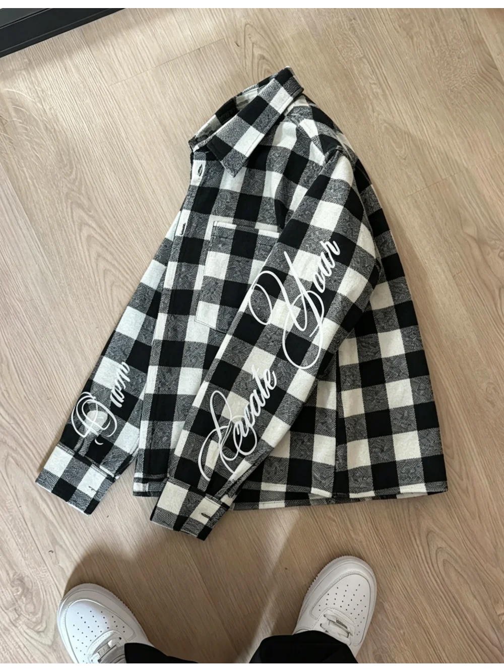 

2026 New Retro plaid Street Trendy Fashion Letter Printed Long Sleeve Cardigan Casual Simple Versatile Top Original Style Niche