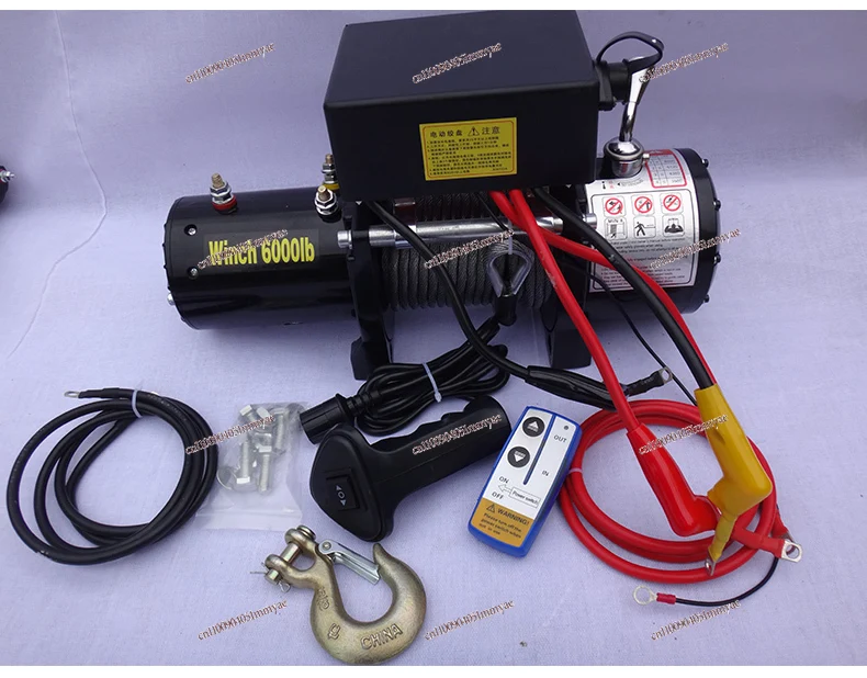 Vehicle crane 24v electric winch 12v handle switch wireless remote control box