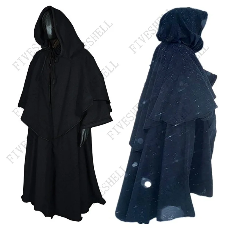 2023 Middeleeuwse Hooded Robe Halloween Volwassen Monnik Mantel Lange Mouwen Wizard Gids Mantel Cosplay Kleding Stadium Drama Kostuum