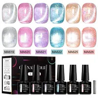 7PCS Glass Cat Magnetic Gel Nail Polish Set Punk Style Nail Art Manicure Varnis Semi Permanent Gel for Winter Nail Kit Varnish