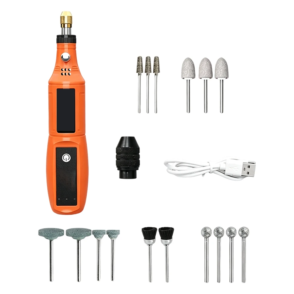 Rotary Tool Cordless USB Rechargeable for Wood Metal Crafts Engraving Polishing with 20 Diamond Grinding Bits and Fixed