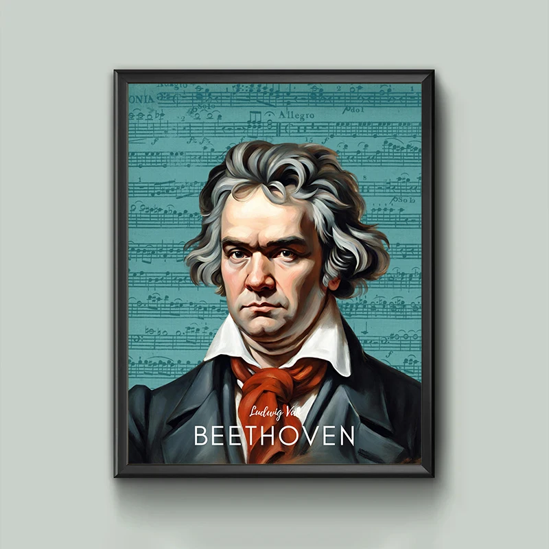 الكلاسيكية الملحن الموسيقار بيتهوفن، موزارت، باخ، شوبان التوضيح المشارك حائط لوح رسم صور ديكور المنزل الفصول الدراسية #4