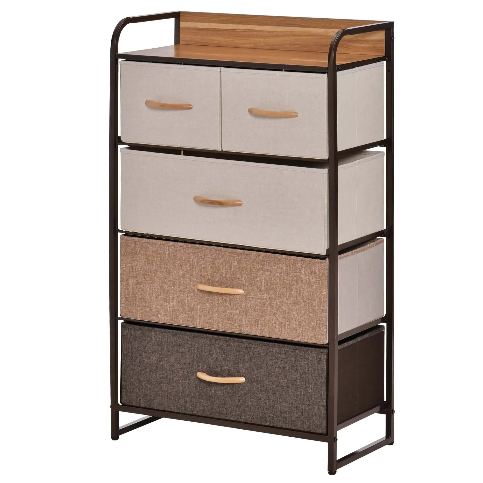 

HOMCOM 5-Drawer Chest Dresser for Bedroom, 4-Tier Storage Organizer with Steel Frame, Maple Wood