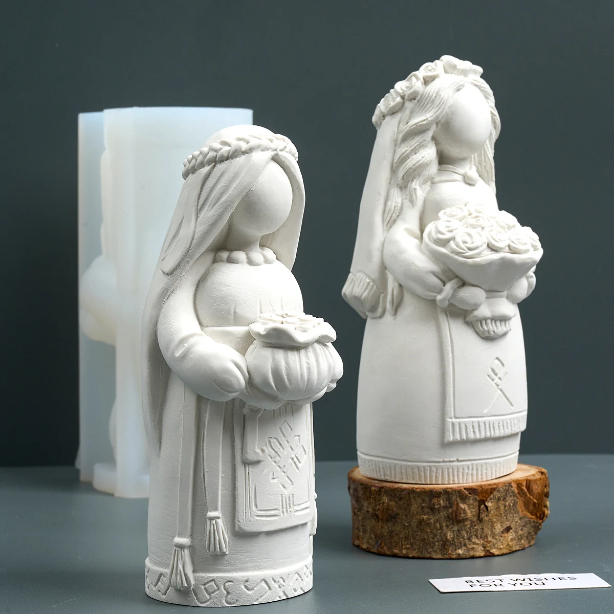 3D Virgin Mary Silicone Candle Mold DIY Concrete Plaster Pouring Holding Flower Money Girl Molds Festive Craft Gifts Ornaments