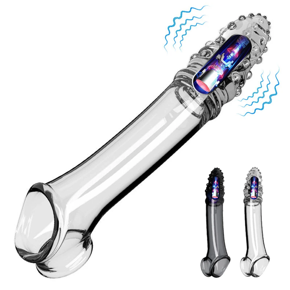 Penis Sleeve Extensions Condom Male Enlargement Delay Vibrators Clits Massager Cock Ring Vibrating Penis Cover Sex Toys For Men