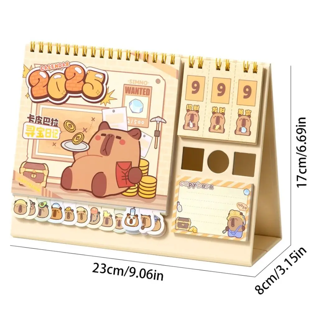 Penholder Capybara 2024-2025 Calendar Thick Paper Schedule Capibara Count Down Desktop Calendar Monthly Yearly Agenda