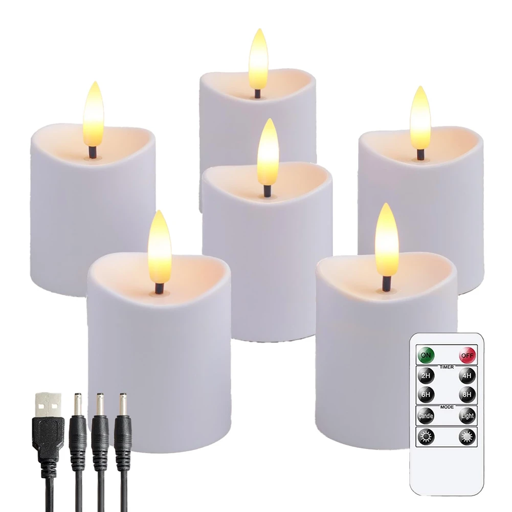 LED Candles, Flickering Flameless Candles,Rechargeable Candle, Real Wax Candles with Remote Control, White