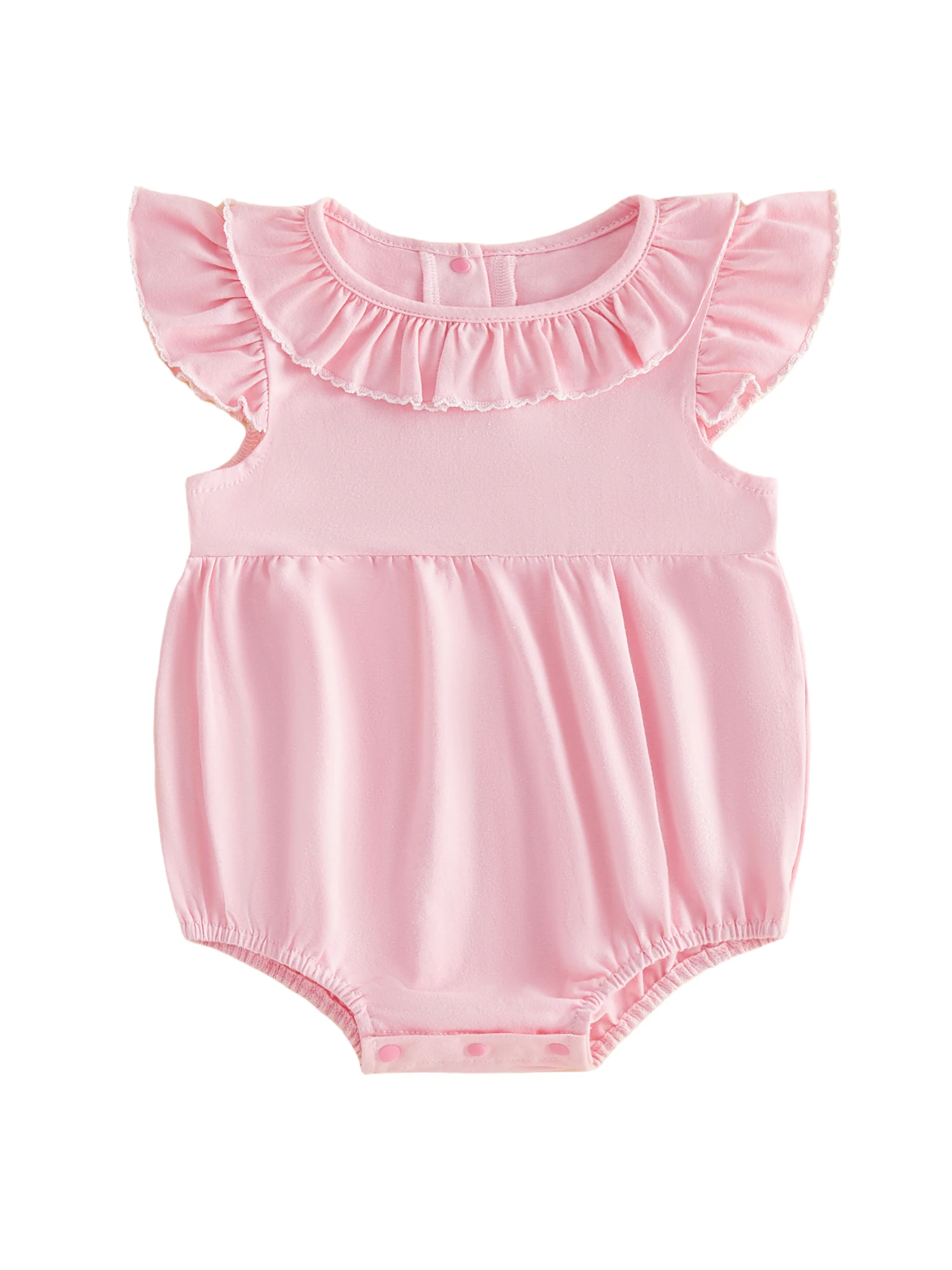 

Sweet Baby Girl Floral Print Ruffle Sleeve Romper Crew Neck Bodysuit Cute Summer Outfit with Flutter Trim