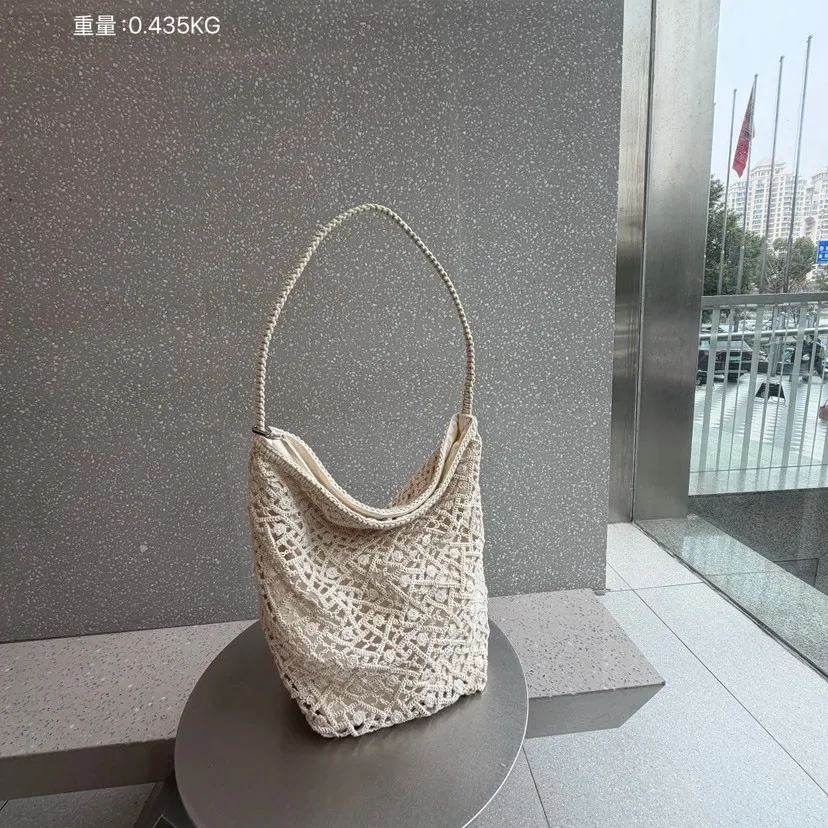 

Новая плетеная сумка из хлопкового каната большой вместимости 2026 года для отдыха на пляже, сумка для мамы и ребенка, женская модная модель
