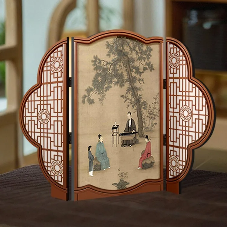 LTT antique living room desktop side cabinet decorative ornament, entrance cabinet foldable screen display painting
