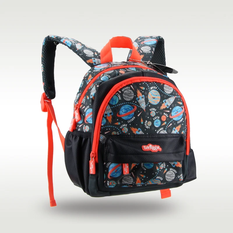 Mochila escolar Original de Australia Smiggle para niños, mochila de hombro para hombre, planeta negro, guardería, Baby1-4 años pequeño, 11 pulgadas