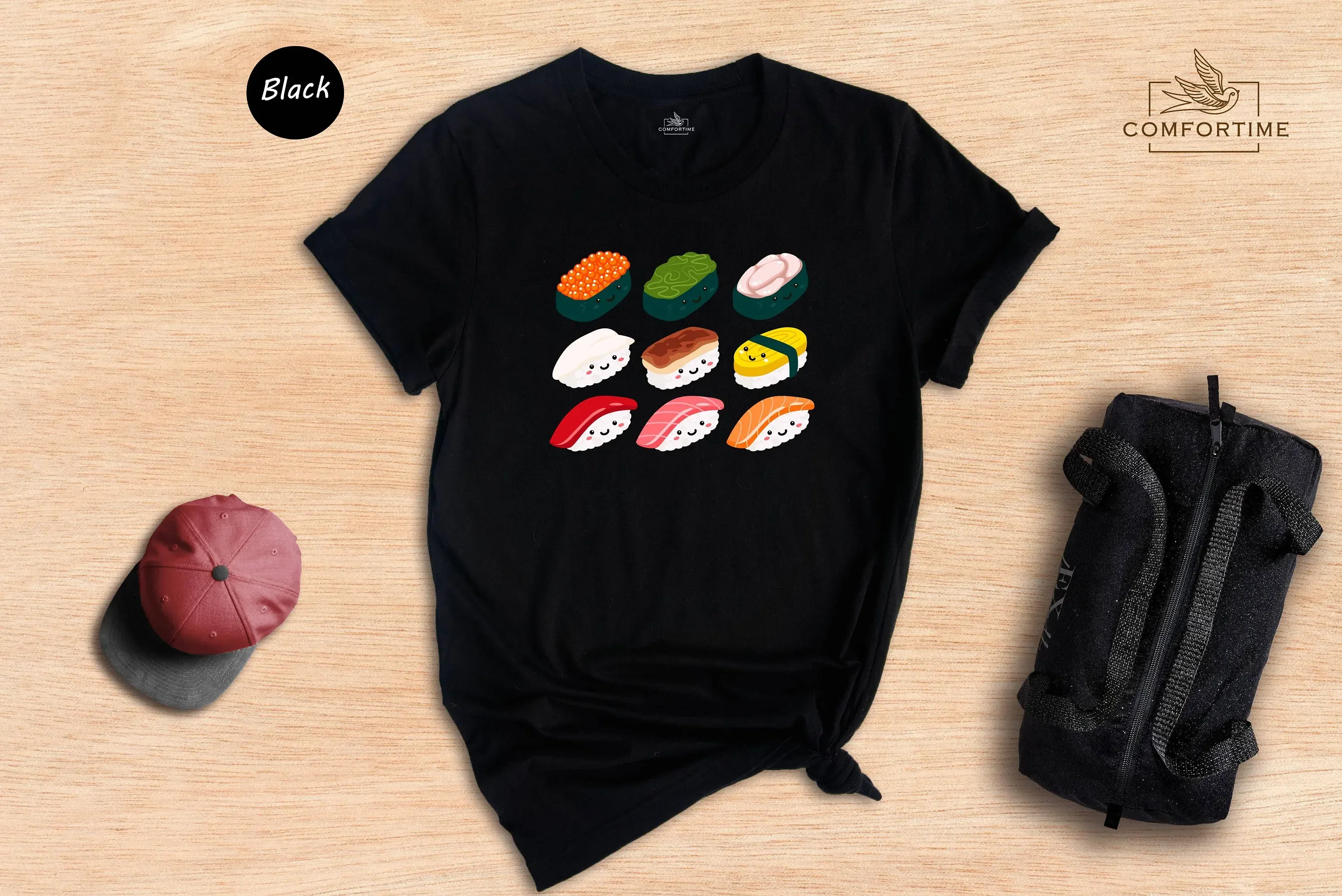Street Fashion Asian Men - Sushi T Shirt Roll Cute Foodie