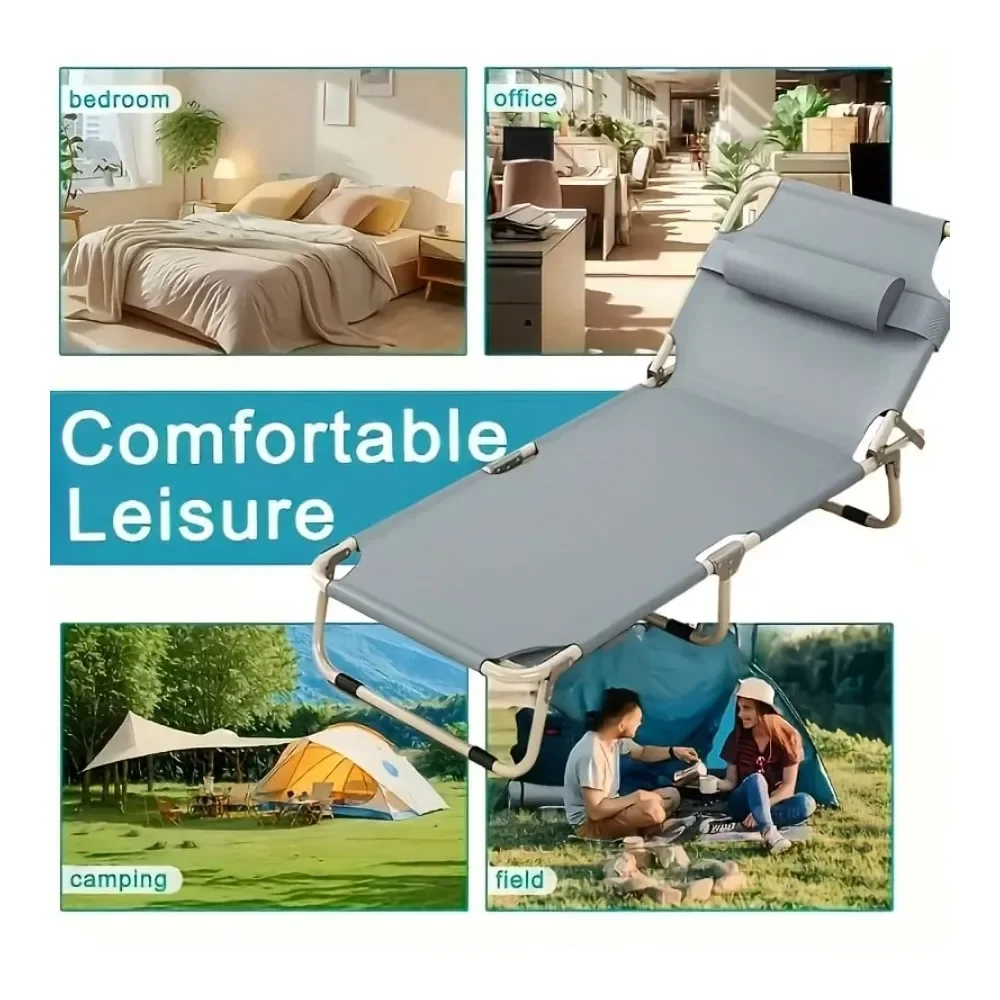 

Folding Bed With Cushion Light And Portable Single Size, With Sturdy Metal Frame, Ergonomic, Suitable For Outdoor Sports, Summe