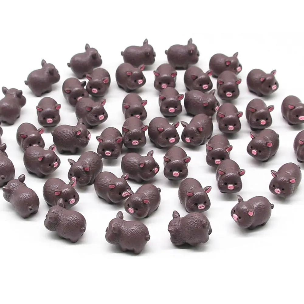 5/10 Pcs Mini Resin Animals Miniature Tiny Pigs Piggy Figures for Fairy Garden Moss Landscape Craft Decor