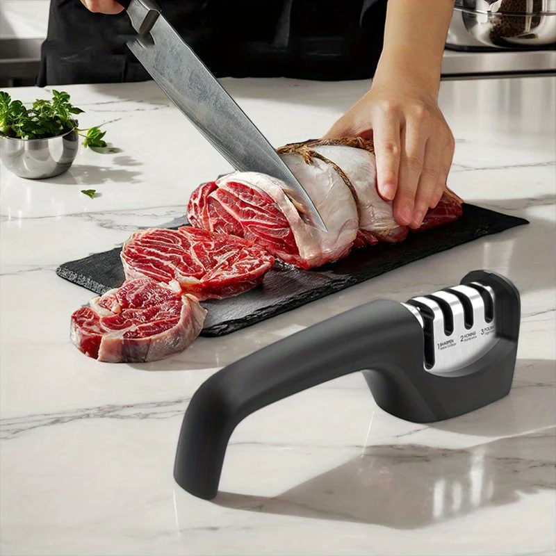 

4 in 1 Multi Functional Knife Sharpener Quick and Safe Sharpening Tool for Kitchen Knives Serrated Knives Folding Knives Scissor