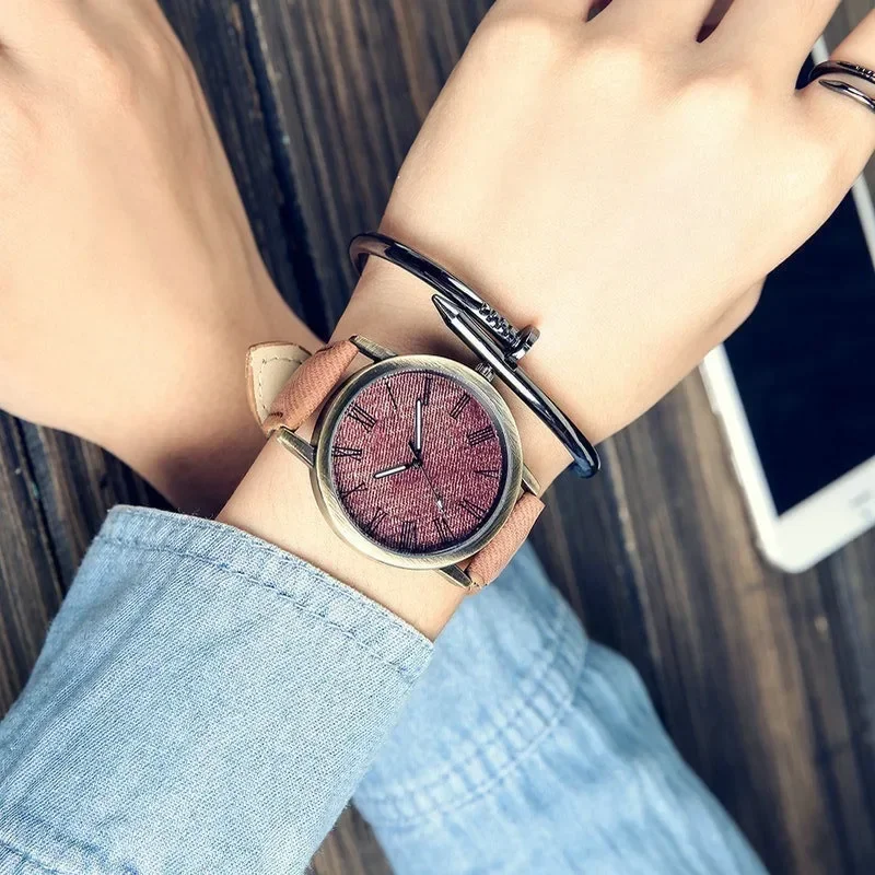 Canvas denim bandjes horloge Romeins horloge Mode quartz horloge Cadeau voor vriendliefhebbers Reloj Mujer Horloges voor dames