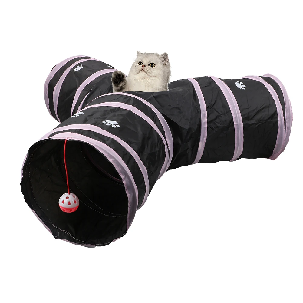 3 Holes 2Colors Foldable Pet Cat Tunnel Indoor Outdoor Pet Cat Training Toy for Cat Rabbit Animal Play Tunnel Tube Y-joint