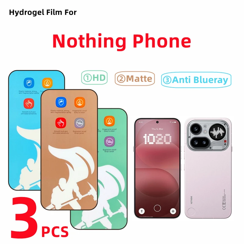 Película de hidrogel HD para Nothing Phone 4a Pro, Protector de pantalla mate para Nothing Phone 1 2a 3a Pro CMF Phone 2 Pro, anti rayos azules, 3 uds.