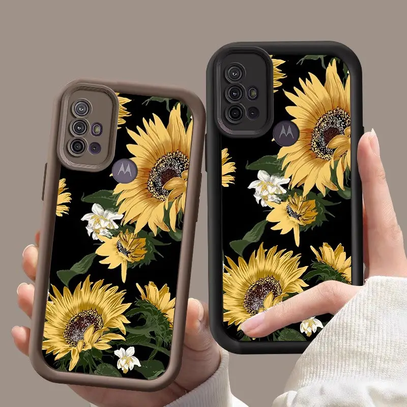 G20 Sunflower Silicone Phone Case For Motorola Moto G84 64 54 53 G34 30 24 22 14 10 04 S Shockproof Protection Back Cover