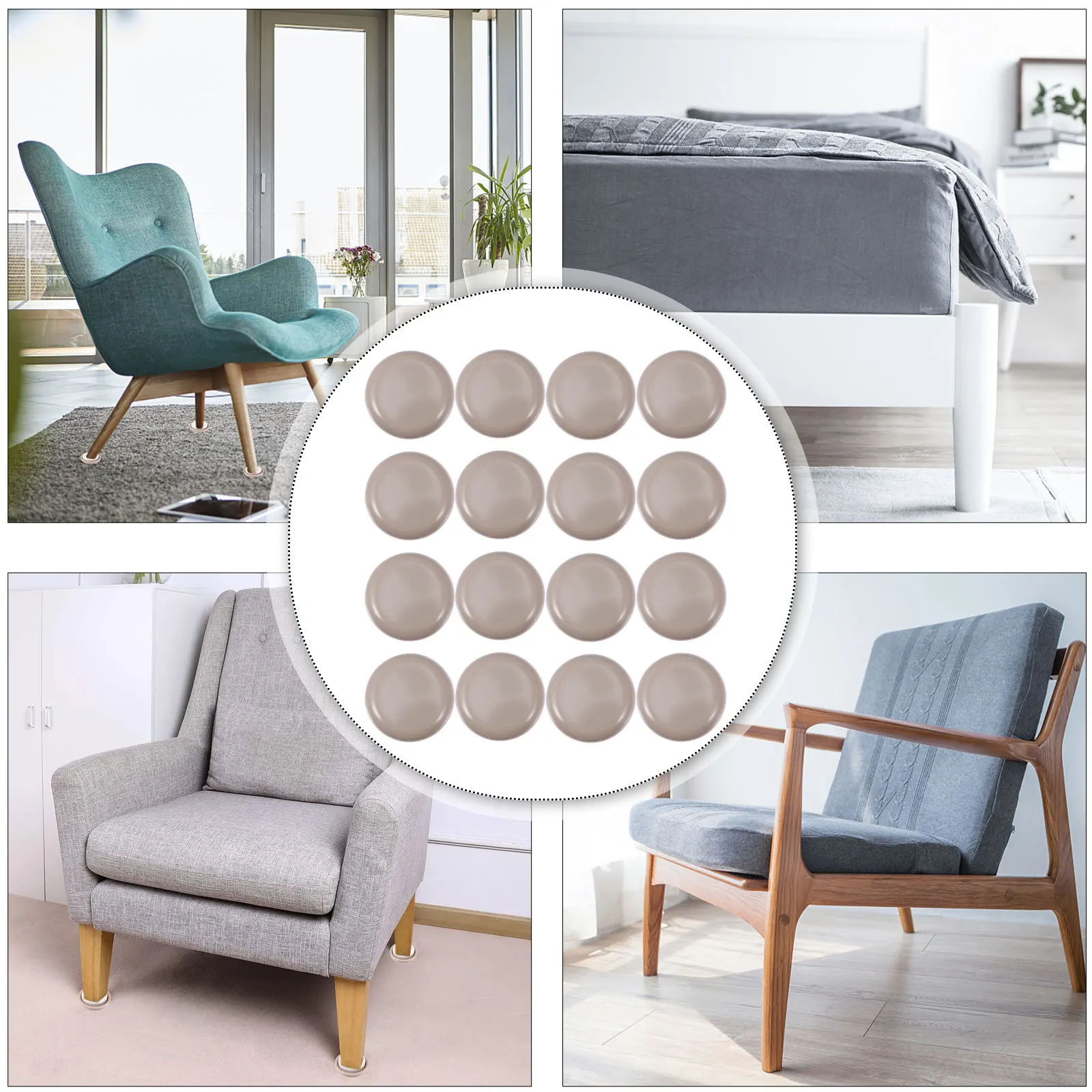 

16Pcs Floor Protector Glide Pads for Furniture Legs Stick-on Anti-Slip Protection for Hardwood Vinyl Tile 32Mm Round