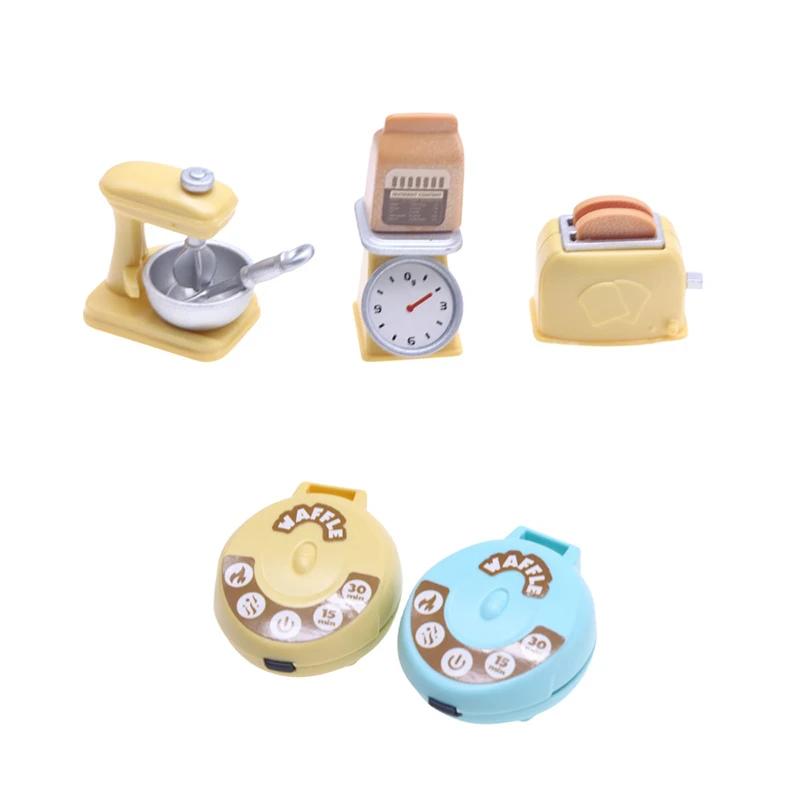 Adereços de Cozinha Miniatura para Dollhouse, Cena do Jogo, Mini Whisk, Forno de Waffle, Ferramenta de Cozimento, Brinquedo da Cozinha, Acessórios, 1 Conjunto