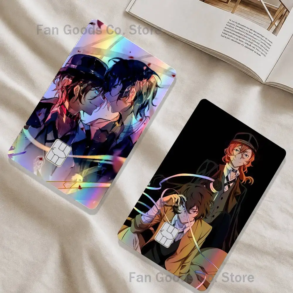 Fanart Soukoku D-Dazai C-Chuuya Laser-like texture Sticker Credit Visa Debit Bank Charge Card Bus Metro Sticker Decal Decoration