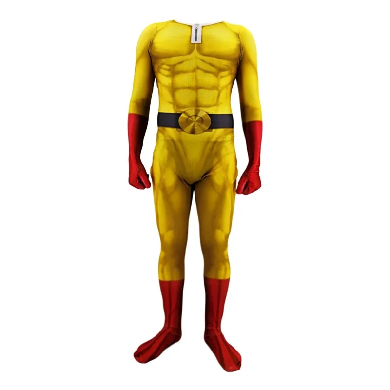 Costume de Cosplay Saitama pour Hommes et Garçons, Combinaison d'Halloween, Tenues avec Cape Everak, Ensemble Complet pour Enfants et Adultes