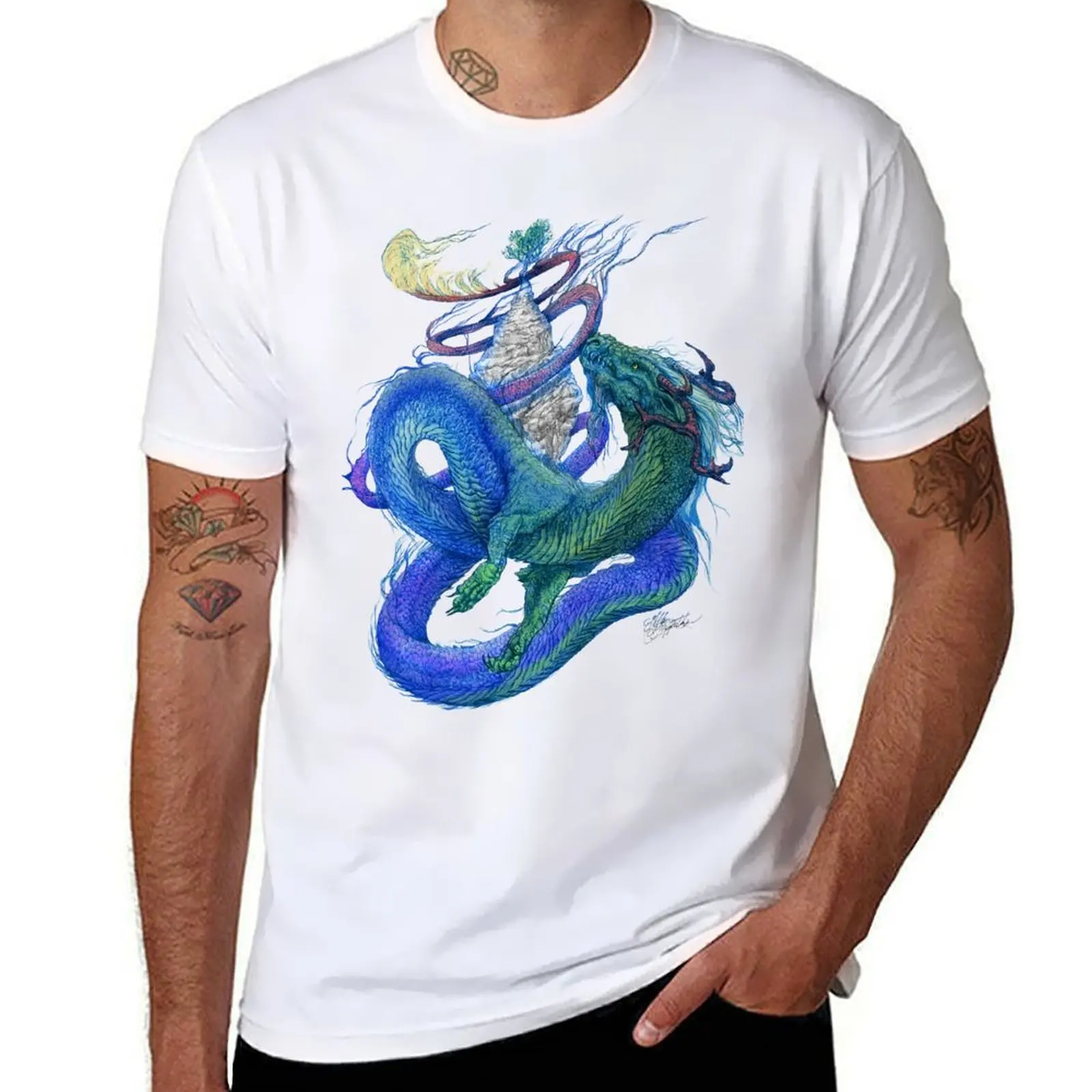 

Colorful Dragon Wrapping T-Shirt cotton t shirt pack t shirt man luxury t shirts for man cotton T-Shirt